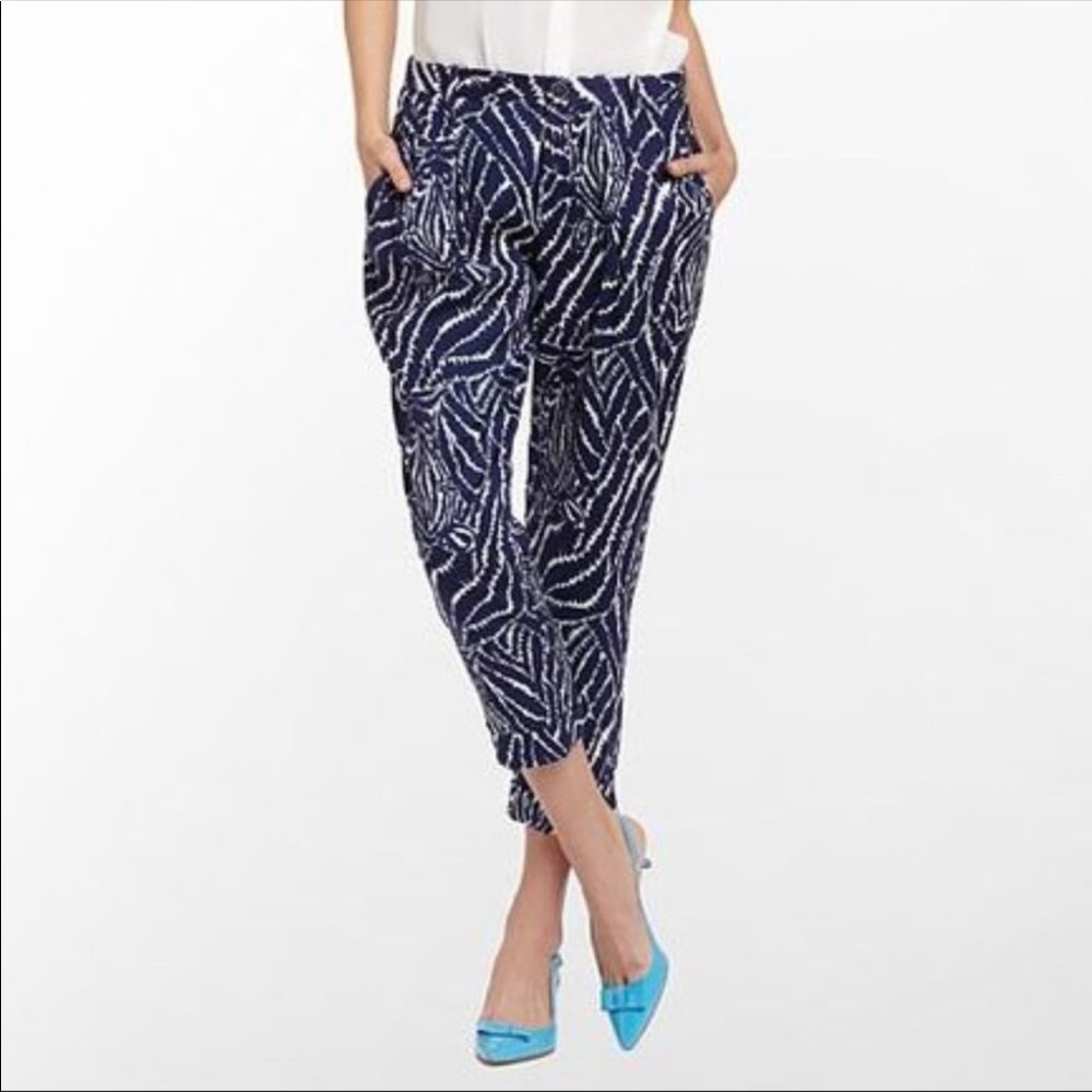 LILLY PULITZER NAVY BLUE SHOW YOUR STRIPES ZEBRA PRINT PEGGY PANTS size 0